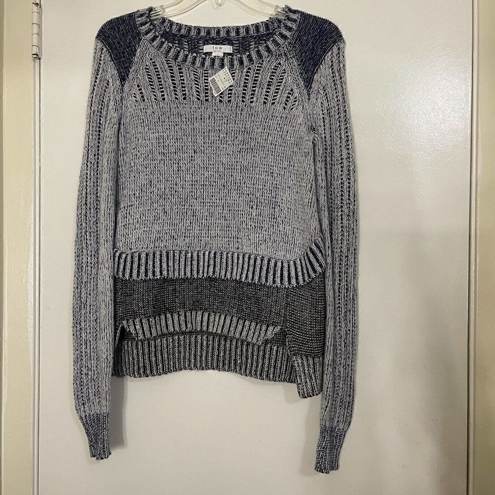NEW! ICB new york blue knit double layer sweater tunic size XS